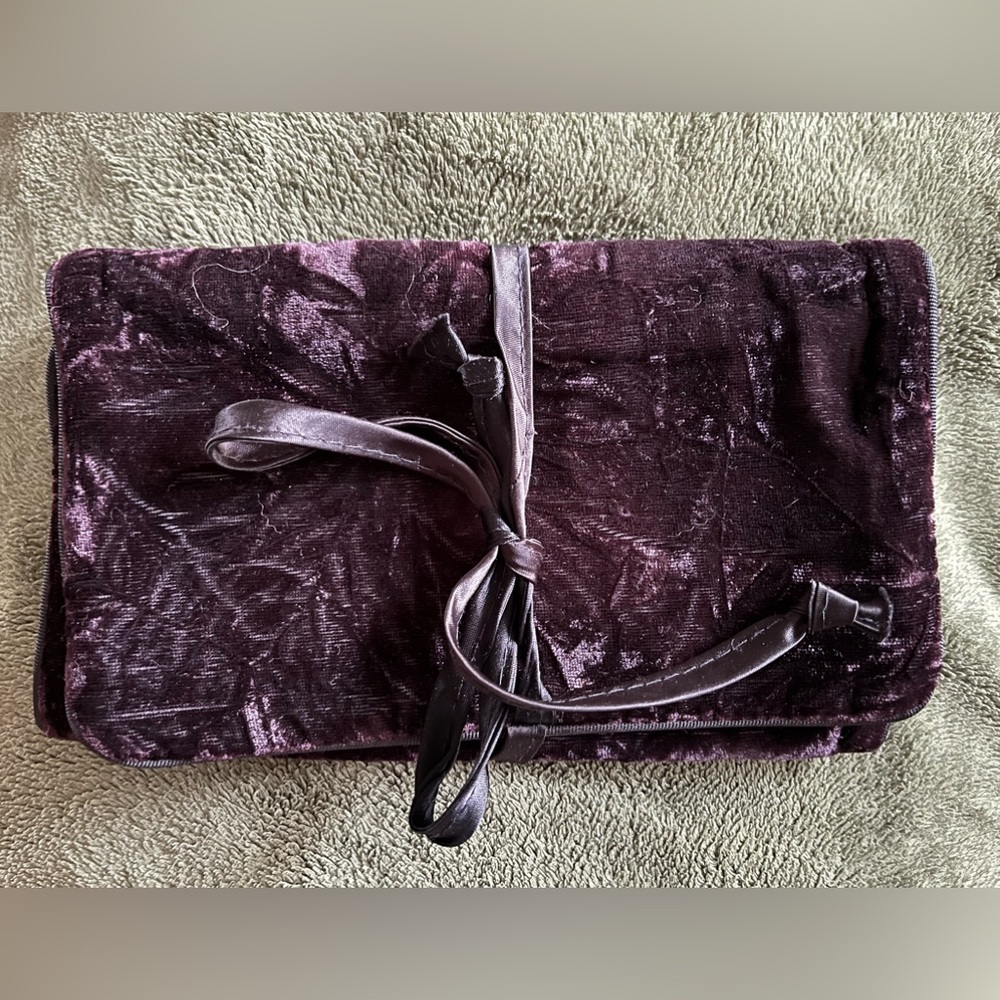 Vintage 1995 Revlon Blue Velvet Jewelry Cosmetic Bag Travel  Pouch Case